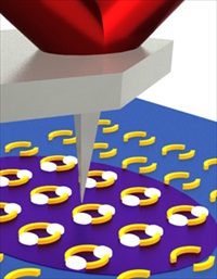 A scanning AFM tip detects the expansion of the underlying material in response to absorption of infrared light