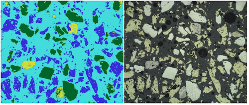 Low contrast mining mineralogy grains