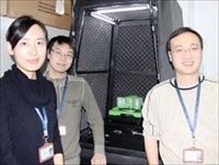 Professor Yi Cao and two of his students with the JPK ForceRobot system in the Institute of Biophysics at Nanjing University