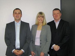 Gast Group's Michael Roff (left) with Christine Peaden and David Parfitt of BCAS Limited
