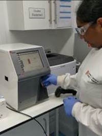 new compact DxH 500 haematology analyser being used by Jasmine Stanley-Ahmed